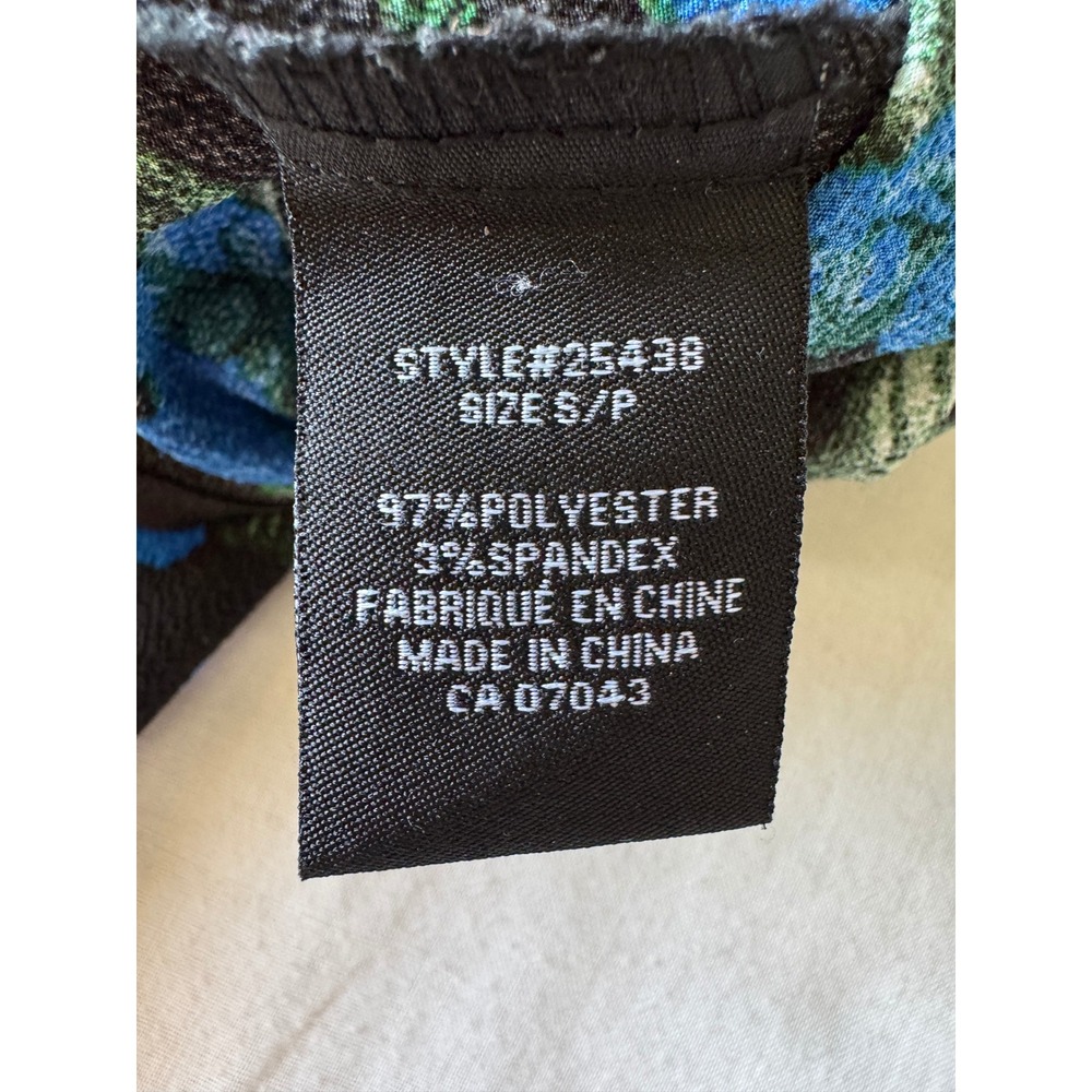 Mandee Floral Flutter Sleeve Pleated Front Blouse Black Blue S Cottagecore Boho - Picture 6 of 11